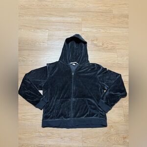 Victoria Secret Velvet Black Hooded Zip-Up Jacket